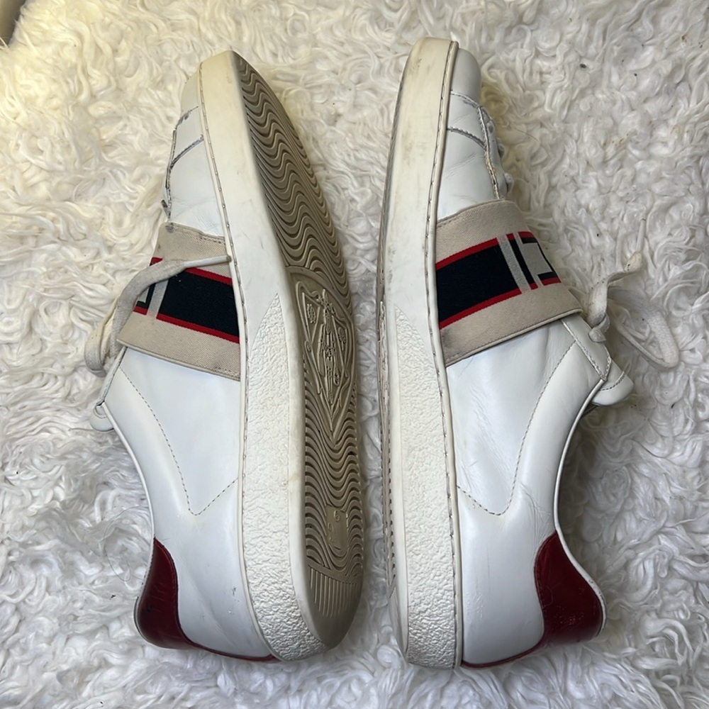 Gucci white leather logo band ace sneakers men’s 7.5 euro 41 women’s 9 unisex - Picture 5 of 10